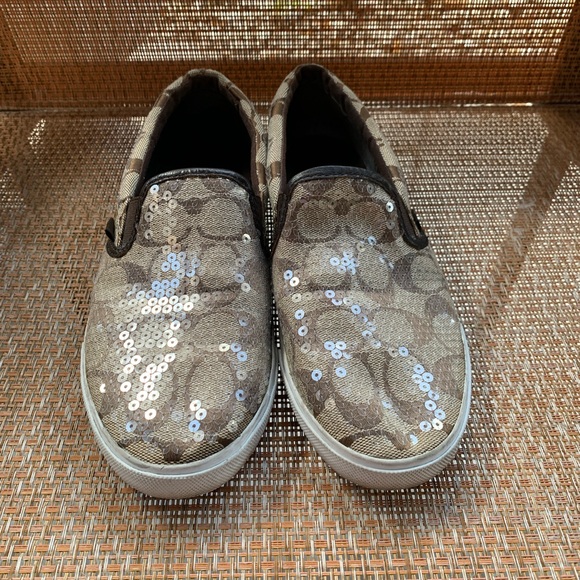 COACH ladies slip on sequins sneakers 7 1/2 - Picture 2 of 12